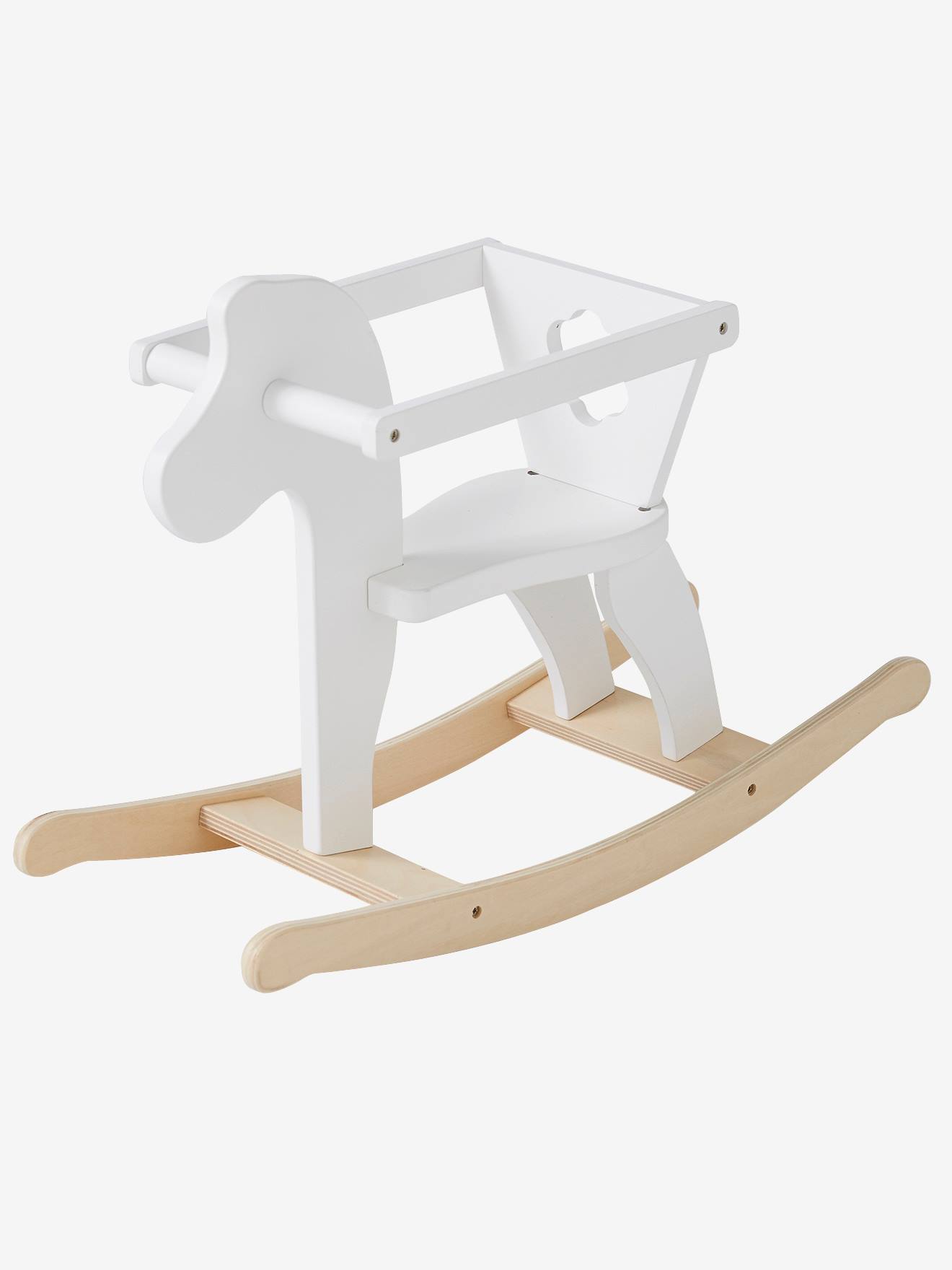 cheval a bascule en bois blanc