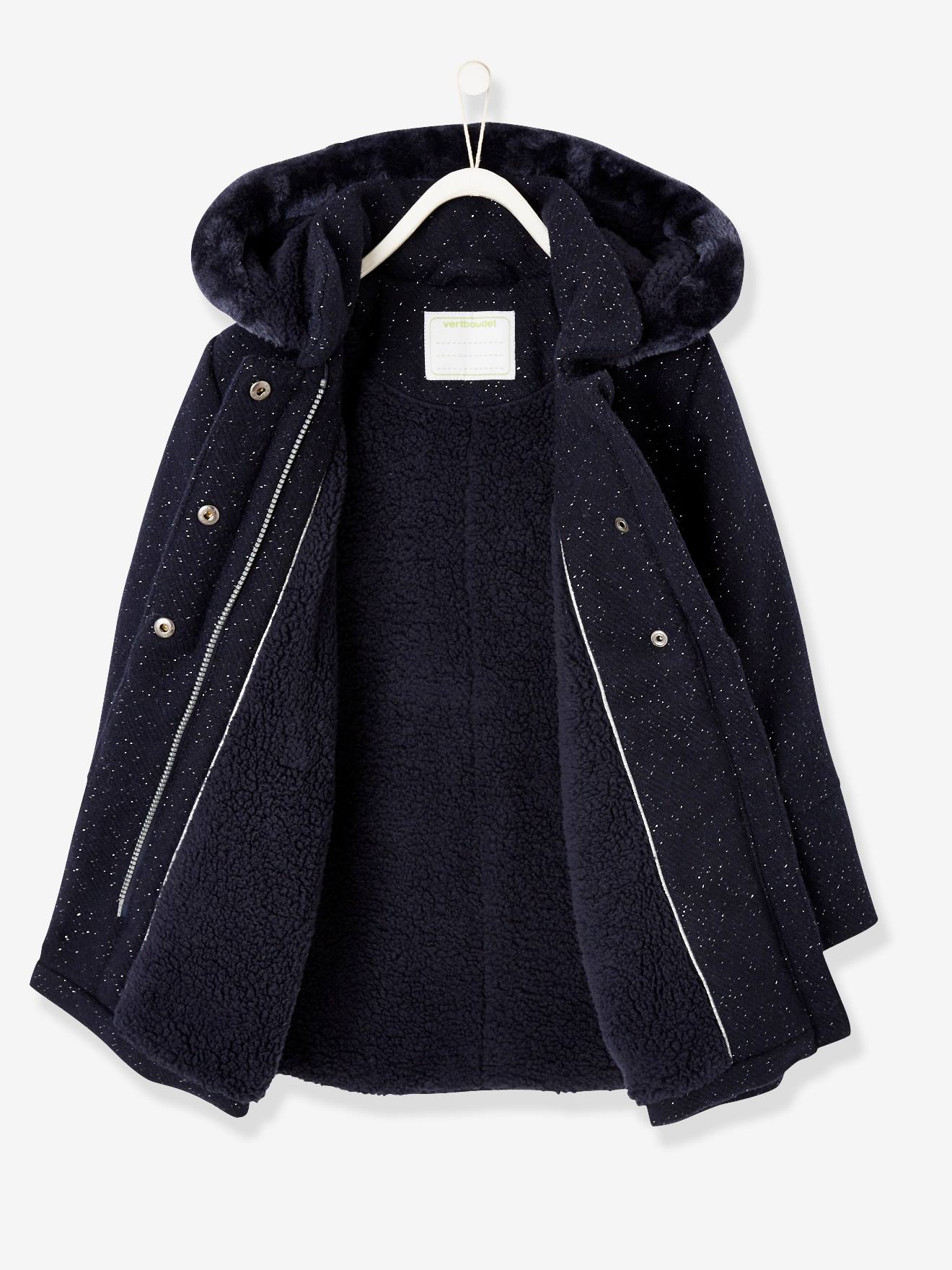Woollen Coat for Girls - dark blue