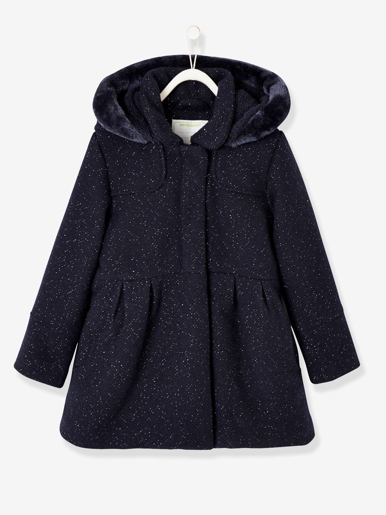 Woollen Coat for Girls - blue dark 