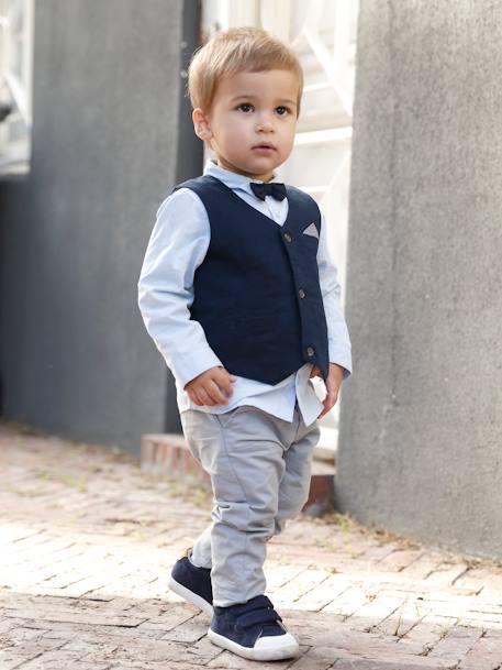 Any Elegant Occasion Outfit Baby Boy Pants White and Shirt Withe Outfit Boy Baby Blue  Outfit Two Pieces.