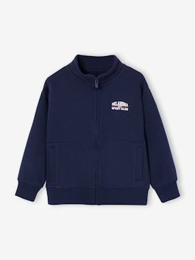 -Zipped sweatshirt for boys with a trucker neck