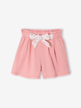 -Cotton gauze shorts for girls 
