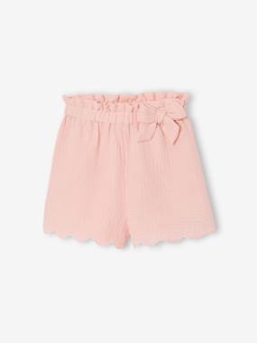 -Frilly girls' shorts in cotton gauze