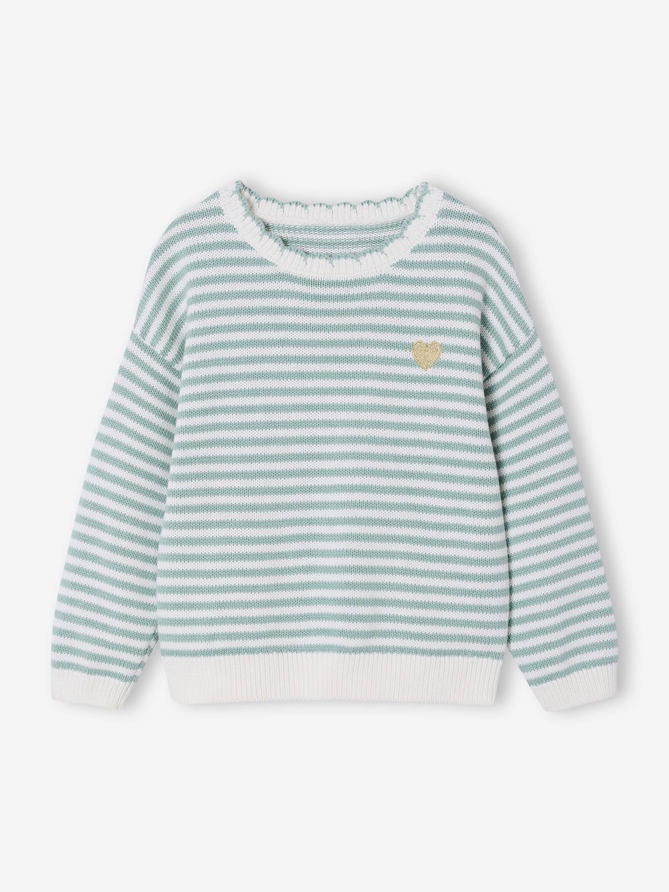 Pull Justice Pour Fille - Taille 10 - Gris, Bleu, Aqua - Coton Et Acrylique - Occasion Très Bon état