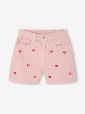-Embroidered girl's short