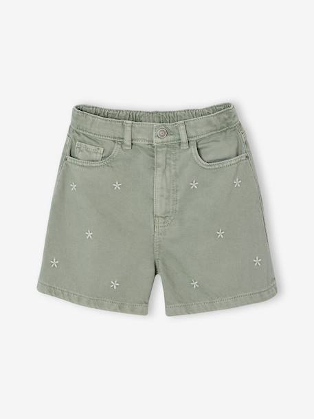 Embroidered girl's short medium blue+rose+sage green - vertbaudet enfant 