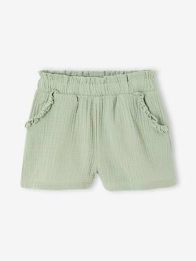 -Girls' short with a cotton gauze waist