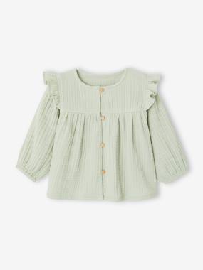 Blouse in Cotton Gauze with Ruffles, for Babies  - vertbaudet enfant