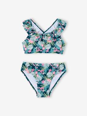 Maillot De Bain 2 Pièces Fille Neck & Neck 10-11 Ans, Blanc Et Bleuet Floral - NEUF
