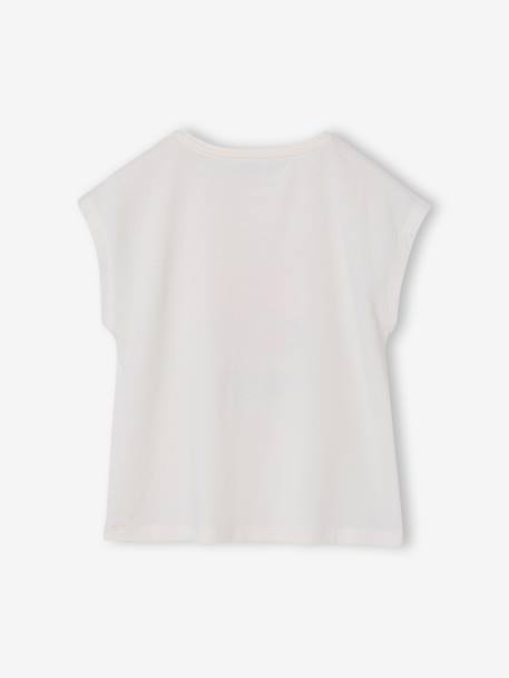 Tee-shirt motif fantaisie fille abricot+bleu grisé+écru+fraise - vertbaudet enfant 