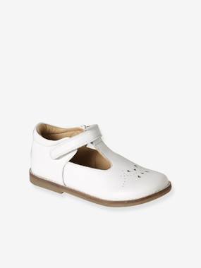 -Girls' leather mary janes with touch-and-close fastening