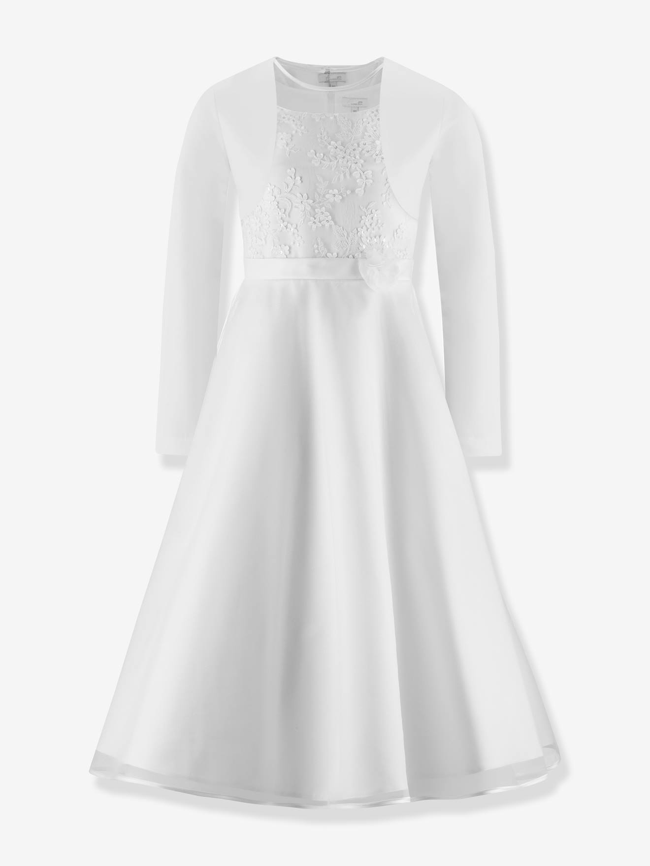 Communion dress with floral embroidery & bolero in plus sizes Happy Girls for girl White