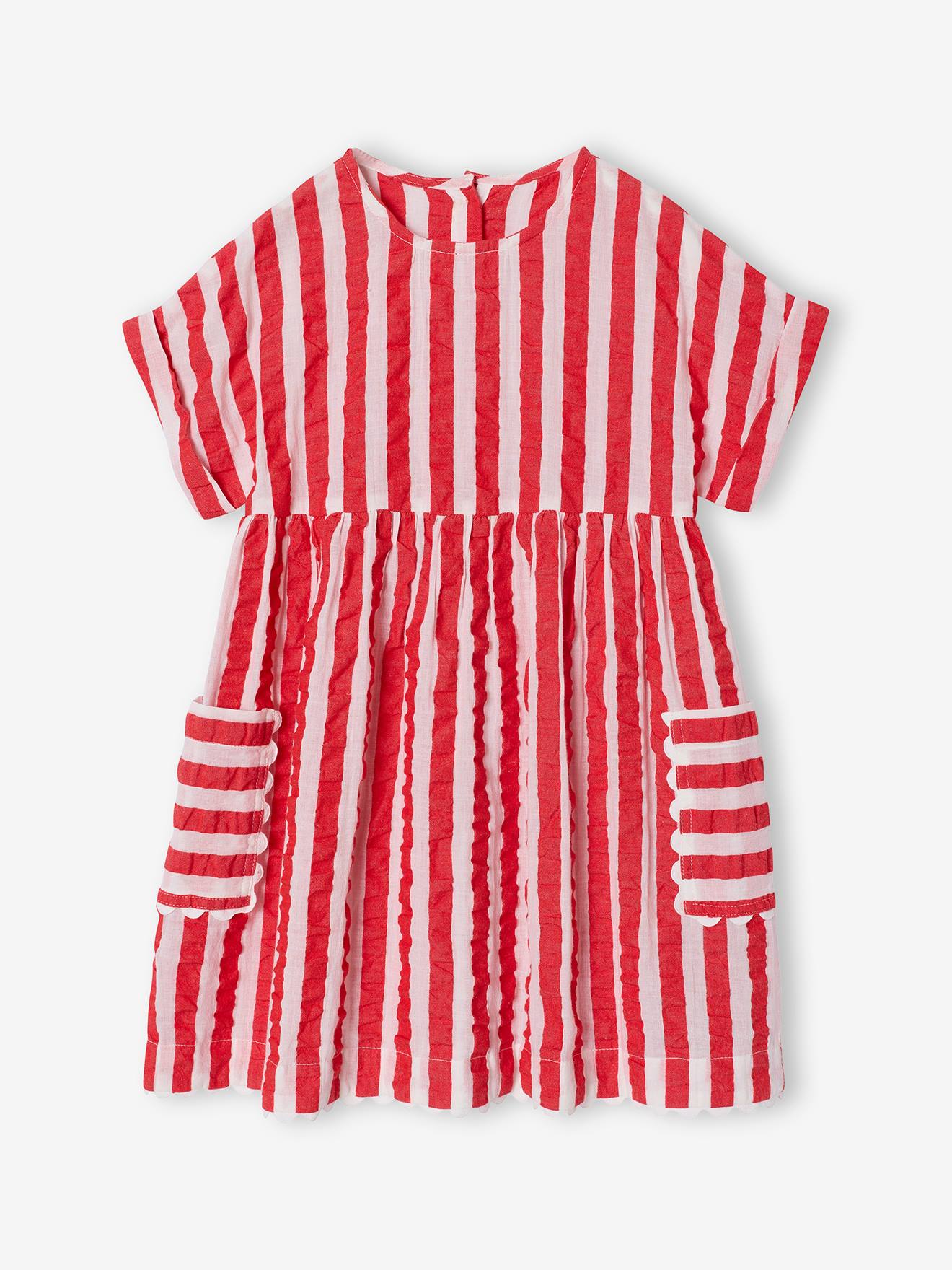red and white seersucker dress Women's Lauren James Red/White The Harper Seersucker Dress