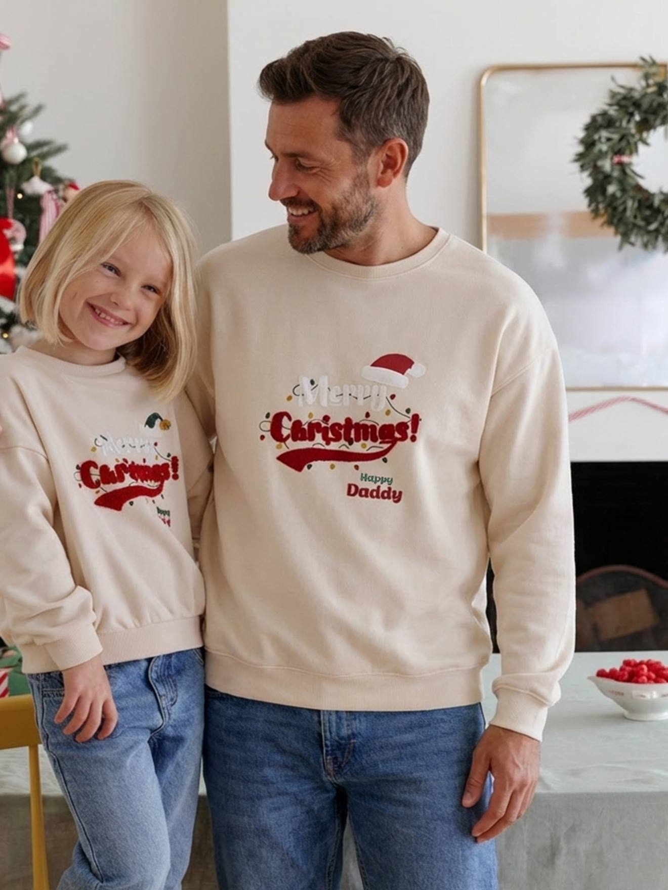 Pull Famille Noël Jacquard Vertbaudet - Mixte, Manches Raglan, Motif Festif, Adulte/enfant/bébé