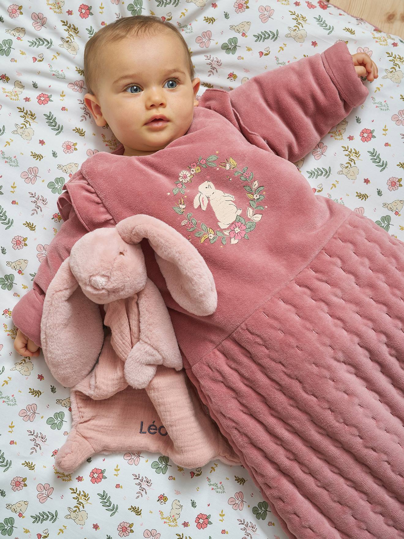 Gigoteuse Hiver Bébé Avec Manches Amovibles - Modèle Lapin Et Fleurs En Velours Doux - Taille 0-36 Mois - 7