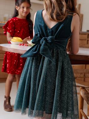 Christmas Special Dress in Velour & Sparkling Tulle for Girls  - vertbaudet enfant