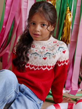 Girls-Girl's Christmas jacquard jumper