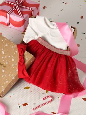 Coffret Cadeau Noël Vertbaudet - T-shirt Étoiles + Jupe Tulle Bébé - Taille 6 Mois (67cm) - Ivoire
