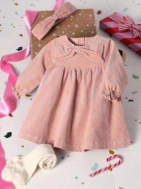 Ensemble Naissance 3 Pièces Noël Robe + Bandeau + Collants - Rouge, Bébé