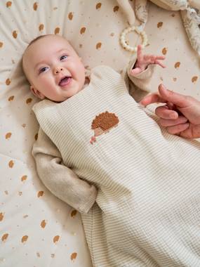 -Sleeveless Baby Sleeping Bag in Cotton Gauze, HEDGEHOG