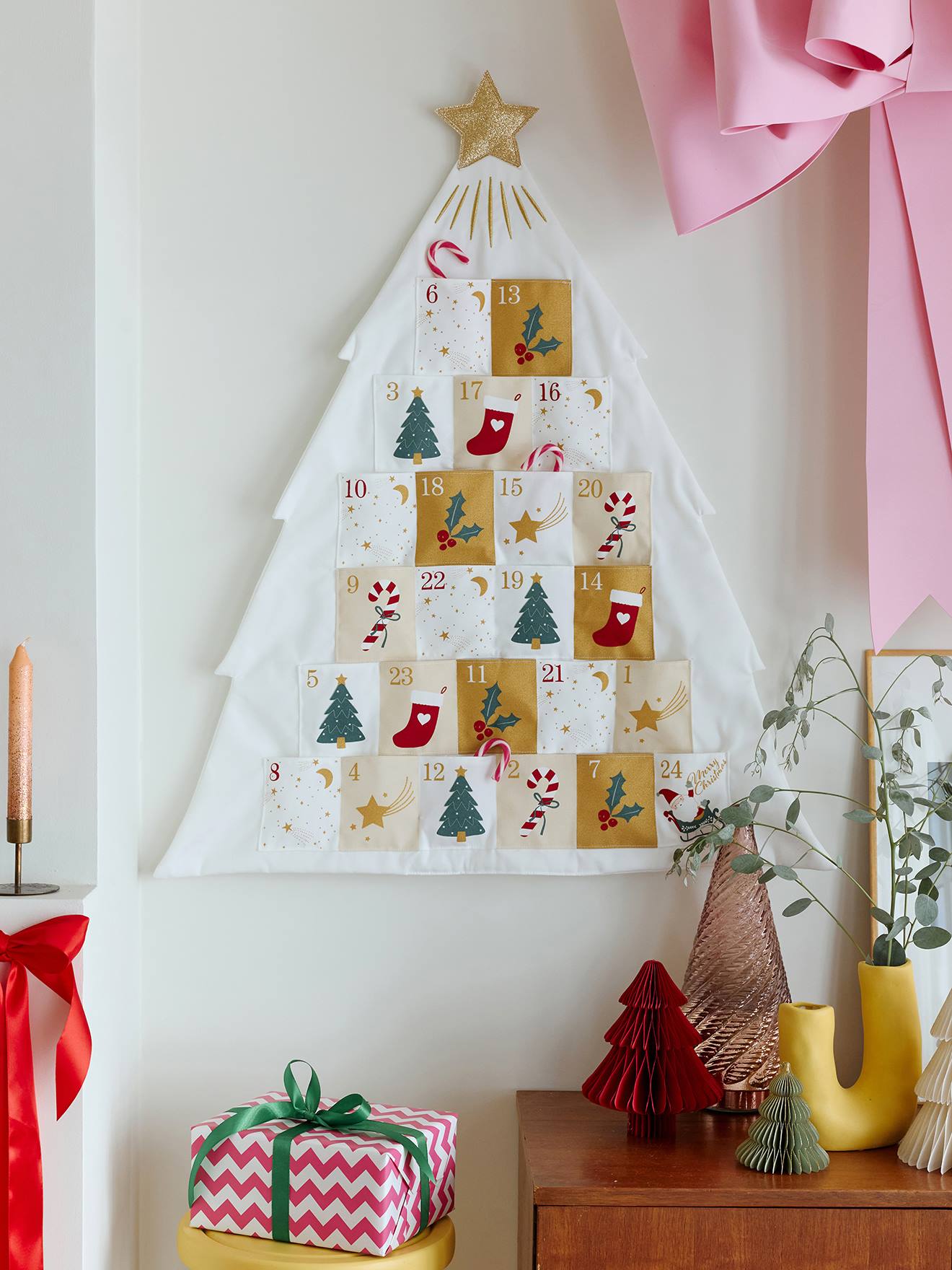 Calendrier de l'avent merry christmas Couleur blanc imprimé Vertbaudet