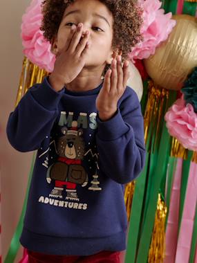 Garçon-Pull, gilet, sweat-Sweat garçon noël motif ours