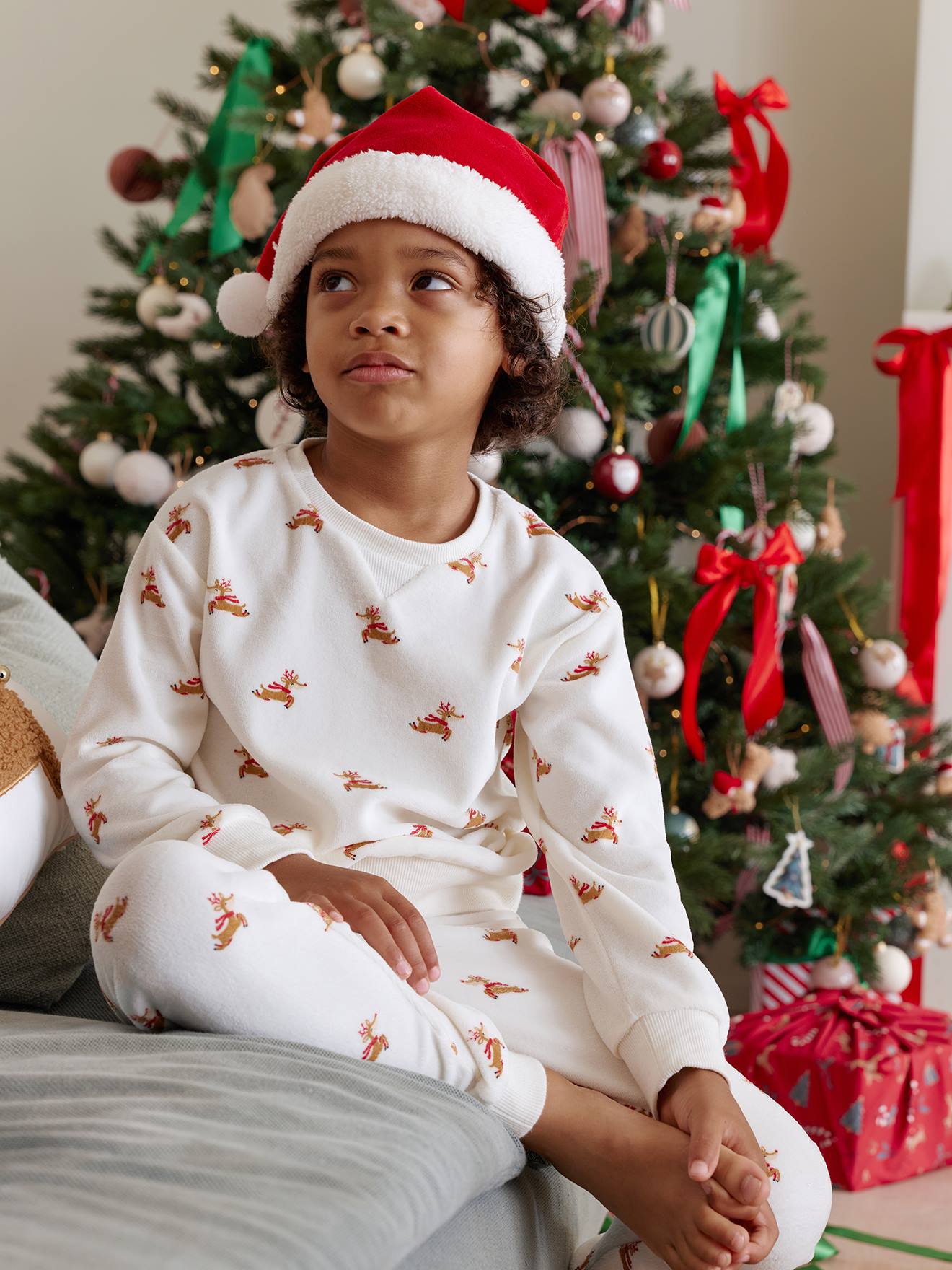 Pyjama Famille Noël Assorti - Manches Longues, Coton, Tailles Adultes Et Enfants Vêtement Nuit Familial Noël