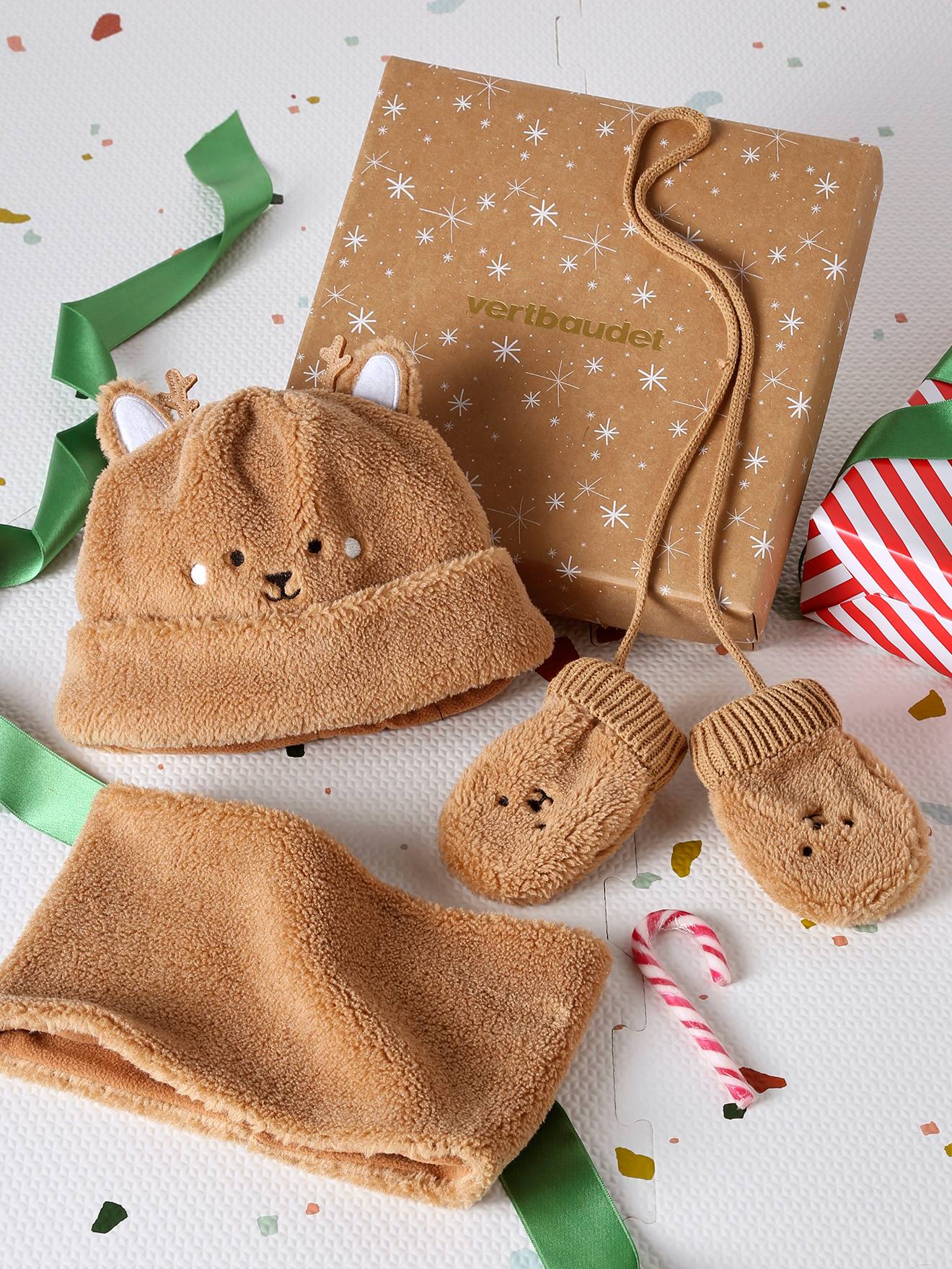 Ensemble Bébé Bear Mood - Bonnet + Snood + Moufles En Sherpa - Garçon, Doux Et Chaud - 3
