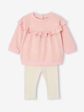 Ruffled Sweatshirt + Leggings Combo for Babies  - vertbaudet enfant