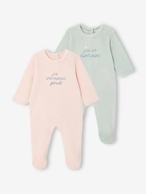 -Pack of 2 girls' velvet pyjamas