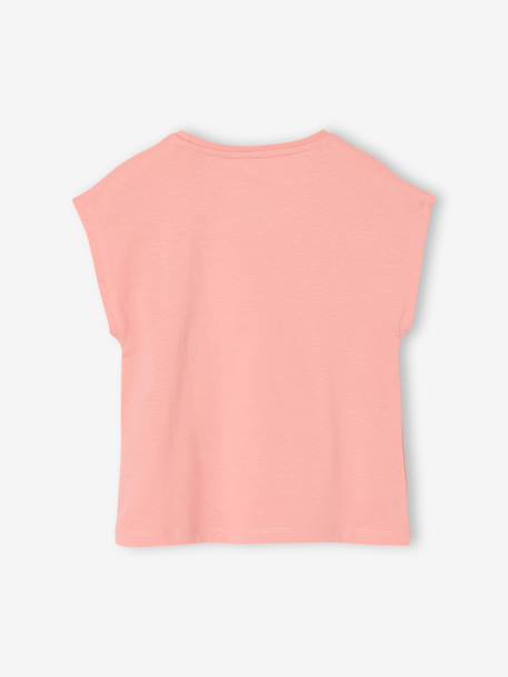 Tee-shirt motif fantaisie fille abricot+bleu grisé+écru+fraise - vertbaudet enfant 
