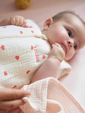 -Sleeping Bag in Organic Cotton Muslin for Babies, HEART
