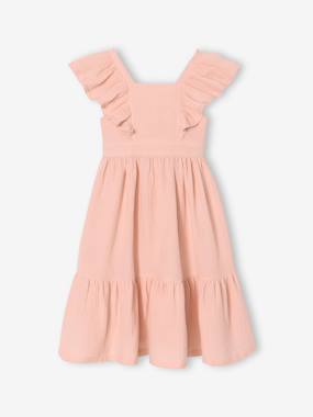 -Girl's midi dress in cotton gauze