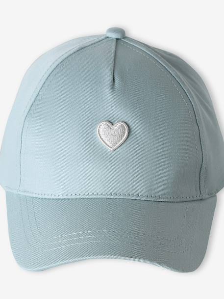 Casquette enfant fille coeur brodé bleu pâle+rose pâle+vert d'eau - vertbaudet enfant 