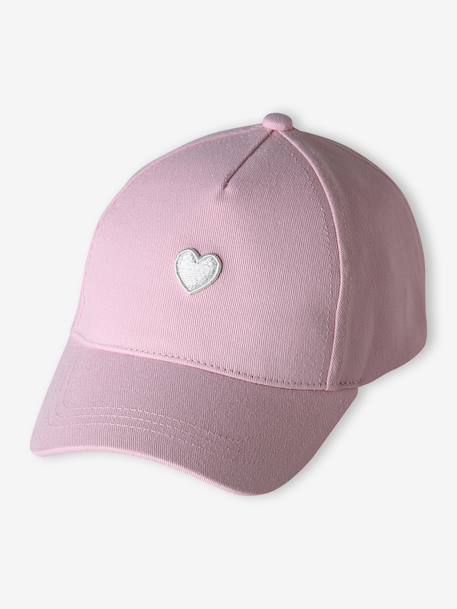 Casquette enfant fille coeur brodé bleu pâle+rose pâle+vert d'eau - vertbaudet enfant 