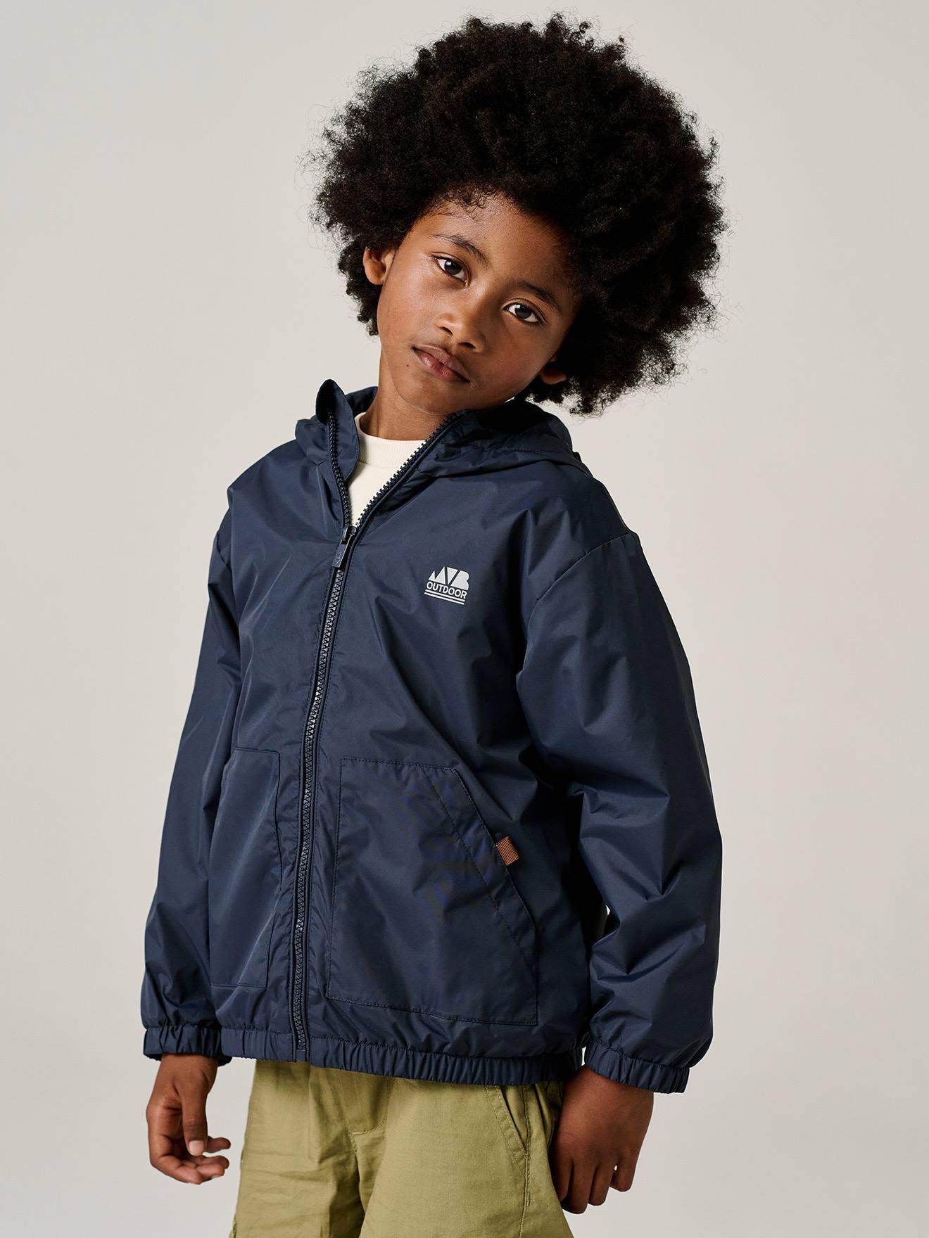 Coupe-vent packable navy motif léopard garçon
