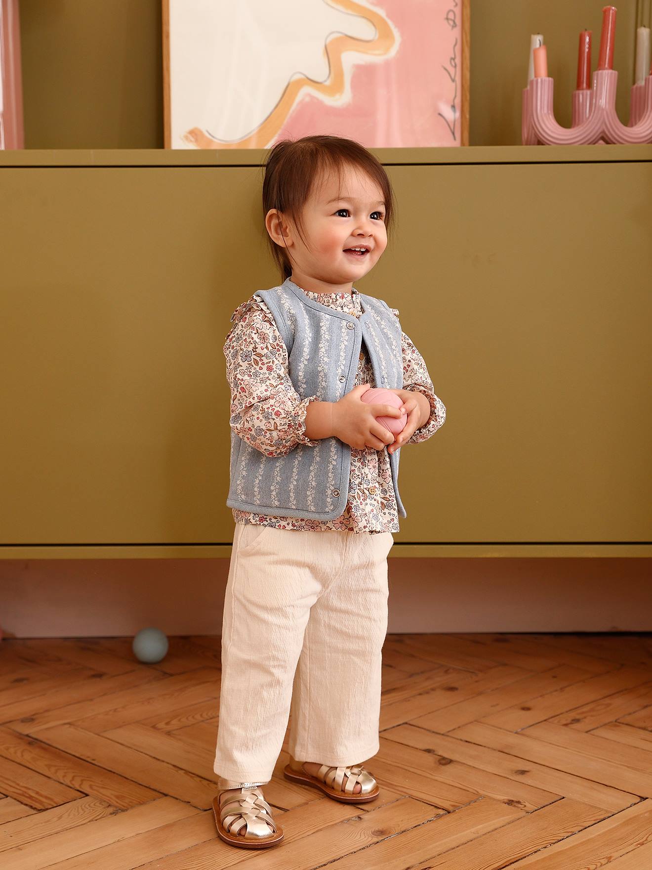 VERTBAUDET Pantalon Molleton Bébé Fille Écru 18 Mois (81 Cm) - Confortable Et Stylé