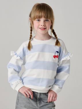 -Sailor-type Sweatshirt with Ruffles on the Sleeves, for Girls
