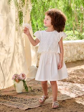 Girl's two-fabric skater dress  - vertbaudet enfant