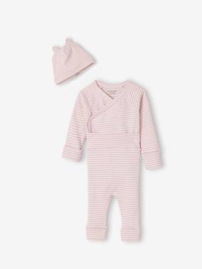 Set of baby bodysuit, leggings and striped beanie  - vertbaudet enfant