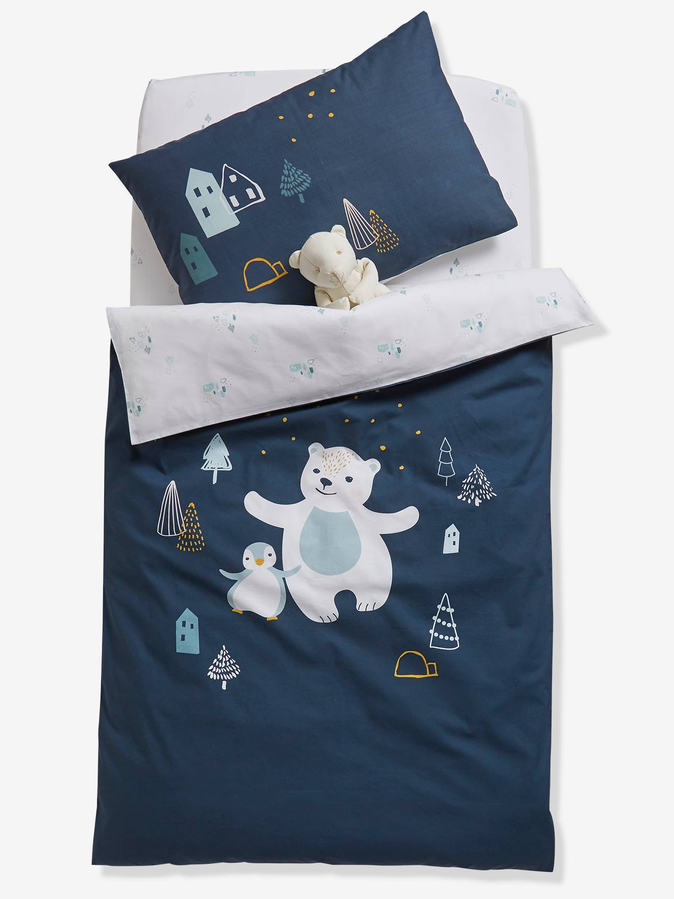 Taie D Oreiller Bebe Laponie Bleu Nuit Linge De Lit Deco