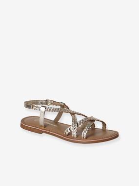 -Girls' leather touch-fastening sandals
