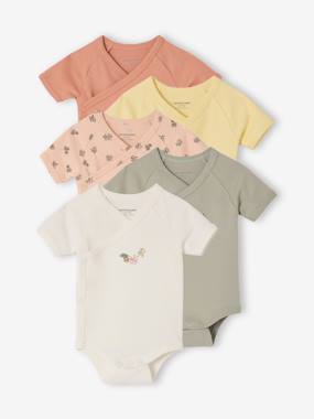 Pack of 5 floral short-sleeved bodysuits  - vertbaudet enfant