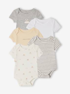 -Lot 5 bodies manches courtes lapin nuage