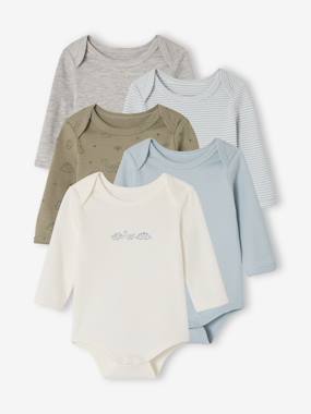 Pack of 5 long-sleeved Dinosaur bodysuits  - vertbaudet enfant