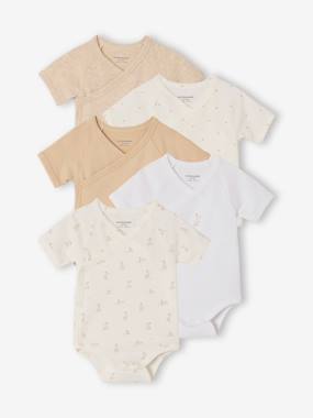 Pack of 5 short-sleeved rabbit bodysuit for babies  - vertbaudet enfant