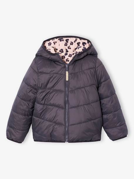 Reversible Lightweight Jacket for Girls anthracite+pale pink - vertbaudet enfant 