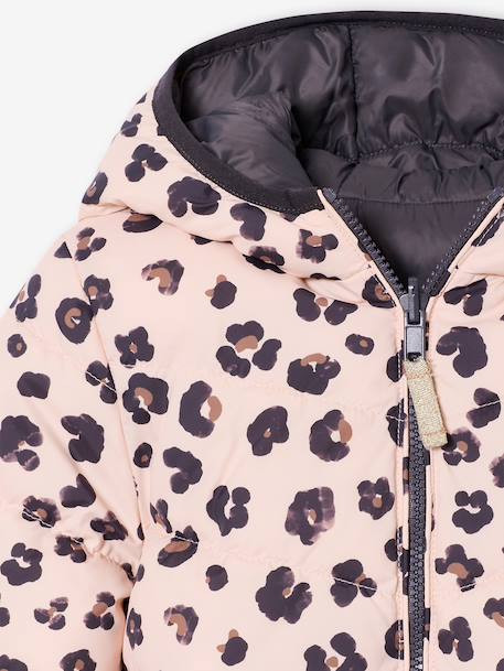 Reversible Lightweight Jacket for Girls anthracite+pale pink - vertbaudet enfant 