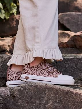 -Printed Canvas Trainers with Hook-and-Loop Straps for Children, Designed for Autonomy 