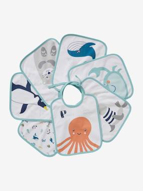 Nursery-Pack of 7 Bibs for Babies, Sea Animals, by VERTBAUDET